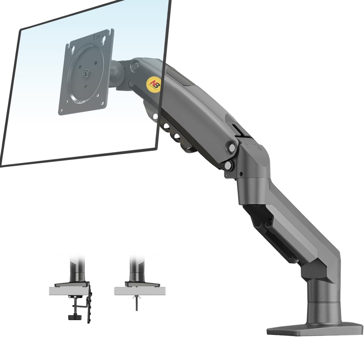 NB North Bayou Monitor Arm for 17-30 inch Screen Monitor Stand Height Adjustable Monitor Mount Bracket Full Motion Gas Spring VESA 75/100mm Weight 2-9kg