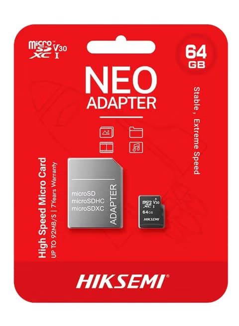 HIKSEMI NEO 64GB microSDXC UHS-I V30 High-Speed Memory Card + SD Adapter